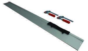 Guida scorrevole binario con due morsetti per il fissaggio, lunghezza 750 mm